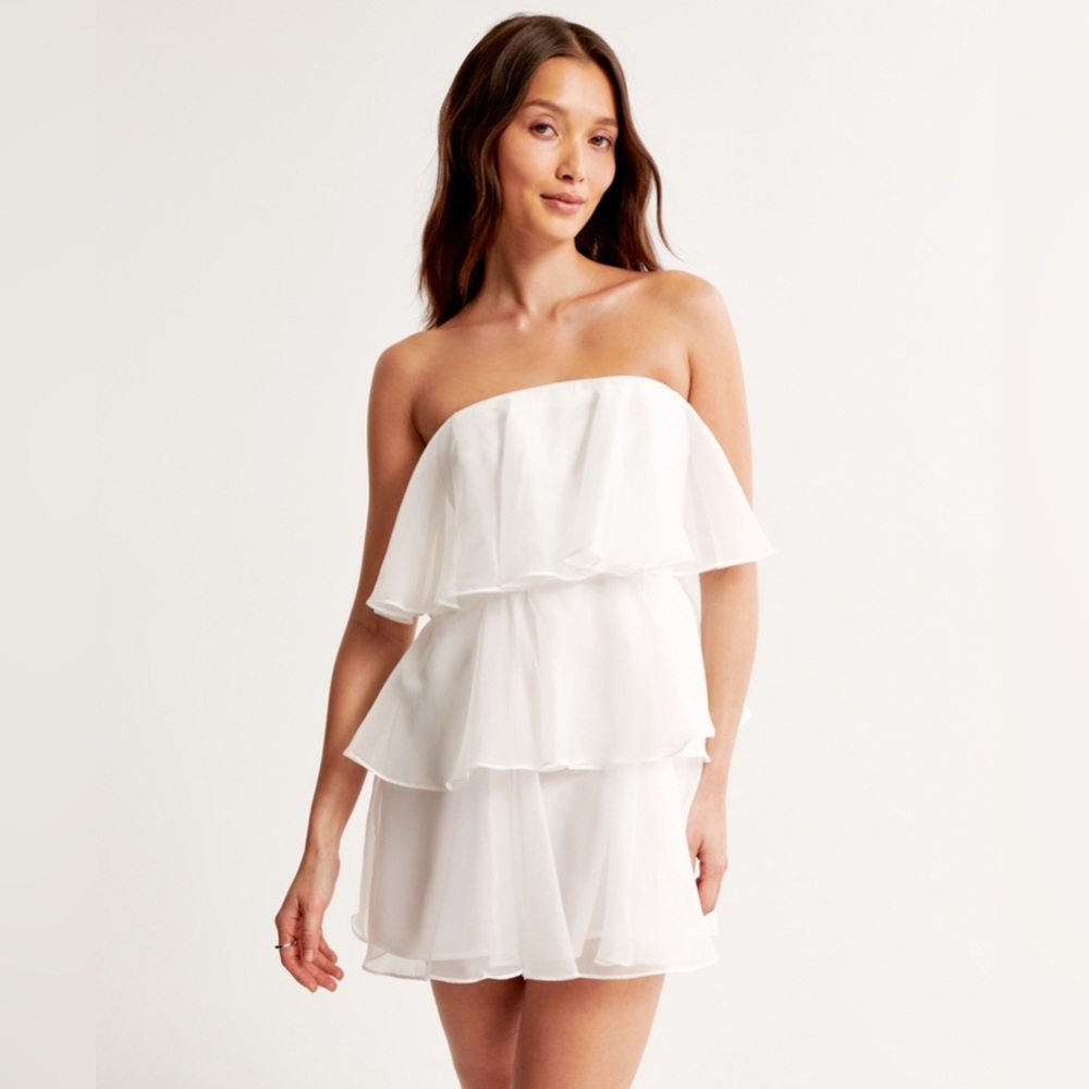 Abercrombie Organza Tiered Strapless Mini Dress
